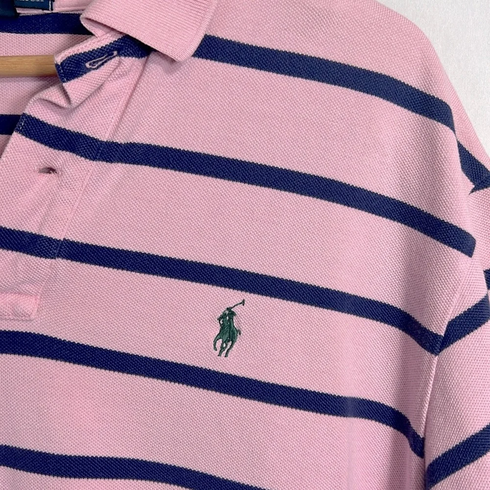 Polo by Ralph Lauren 100% Cotton Pink and Blue Polo Shirt size L